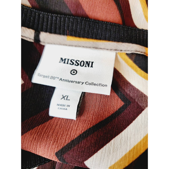 MISSONI HERRINGBONE BROWN BLACK YELLOW SWEATER SIZE XL - Picture 5 of 6